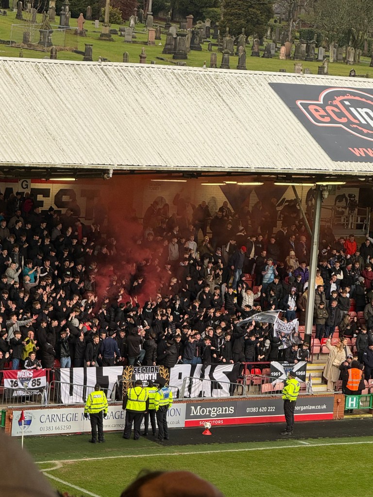 a picture of Dunfermline fans at East End park